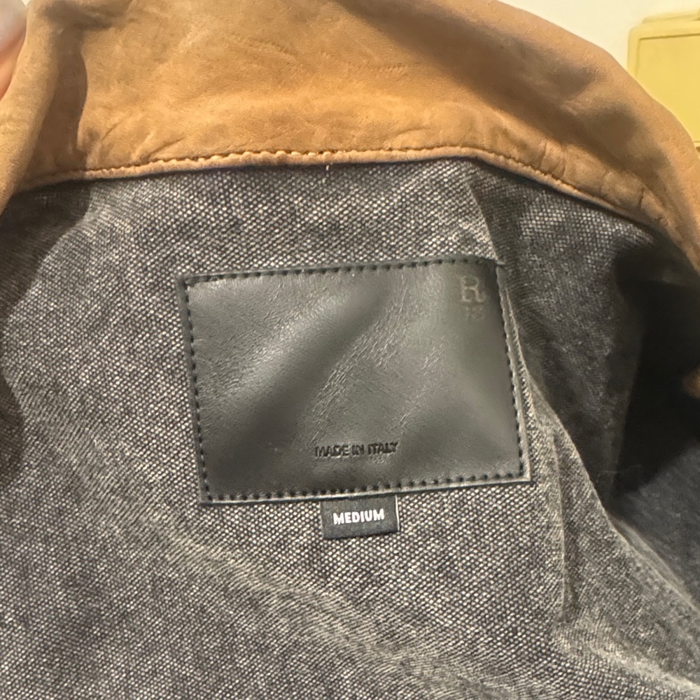 R13 Two-Tone Suede Yoke Denim Jacket - Brown & Gray - Picture 6 of 6